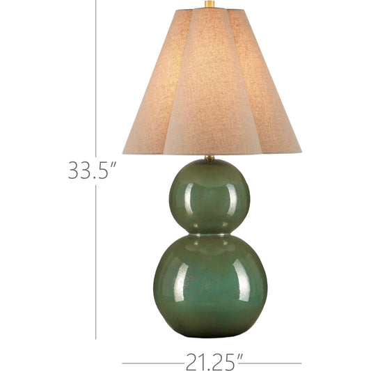 Kindred Table Lamp by Currey and Company in green. Made from ceramic in a unique style.
