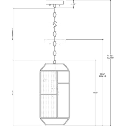 Bardolph Pendant by Currey and Company in antique brass. Made from iron, glass in a transitional style.
