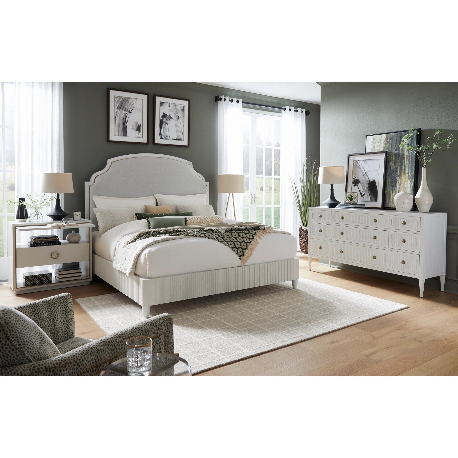 East Camden 9-Drawer Dresser by Fairfield Chair in white and pearl. Made from metal accents, poplar solids, veneers in a unique style.