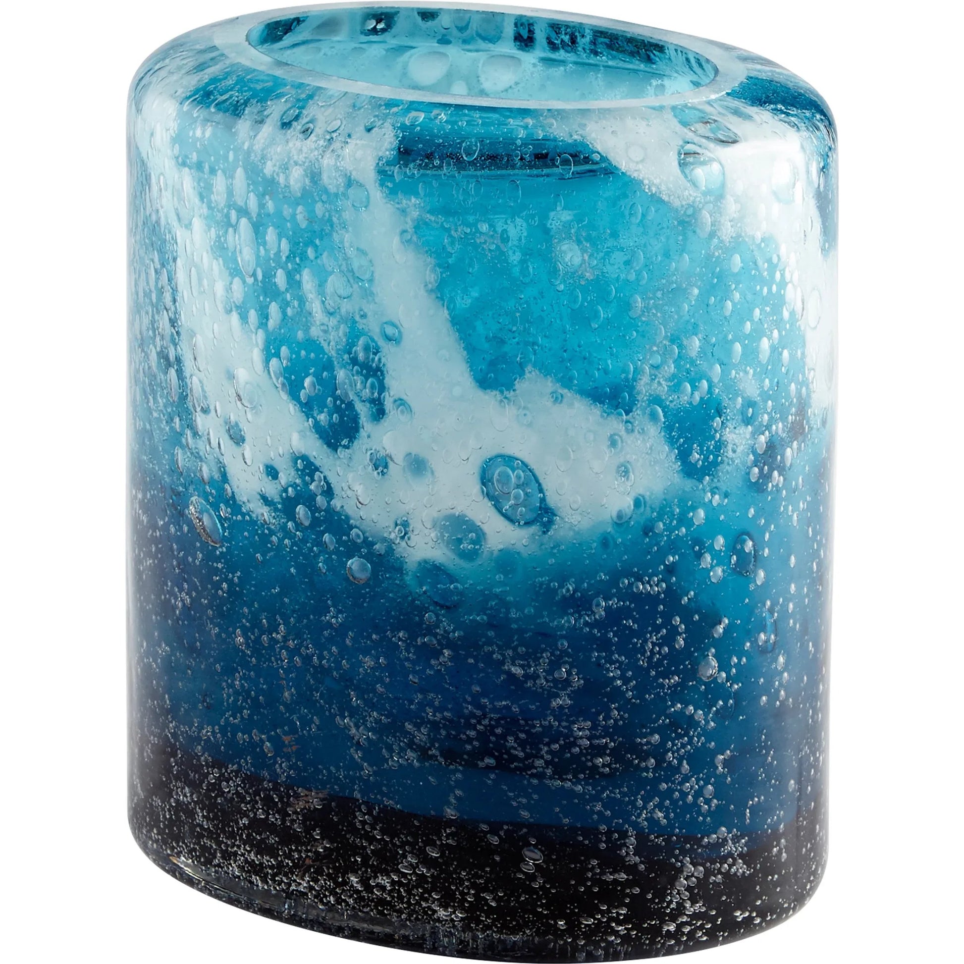Spruzzo Vase by Cyan Design in blue. Made from glass in a coastal style.