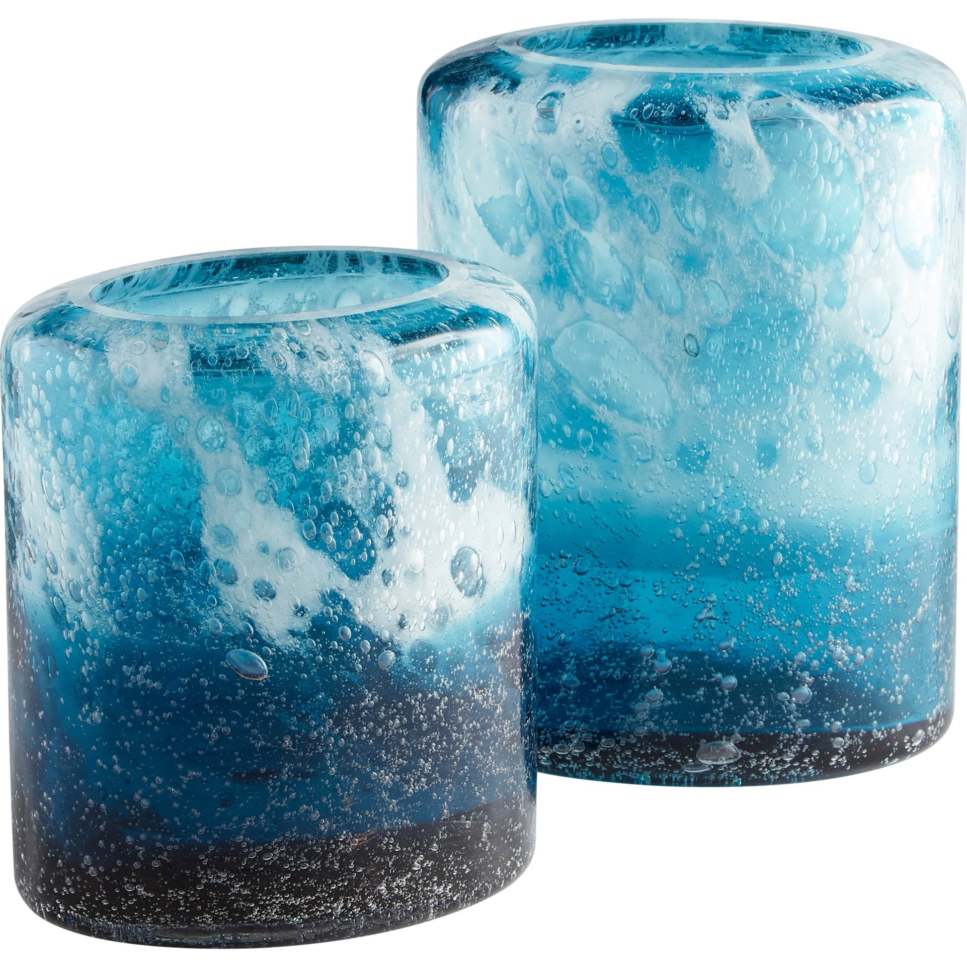 Spruzzo Vase by Cyan Design in blue. Made from glass in a coastal style.