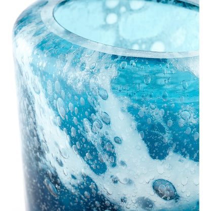 Spruzzo Vase by Cyan Design in blue. Made from glass in a coastal style.