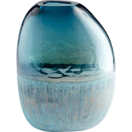 Cape Caspian Vase by Cyan Design in blue. Made from glass in a coastal style.