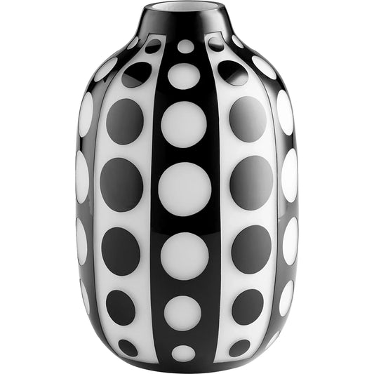 Petroglyph Vase by Cyan Design in black, white. Made from glass in a modern style.
