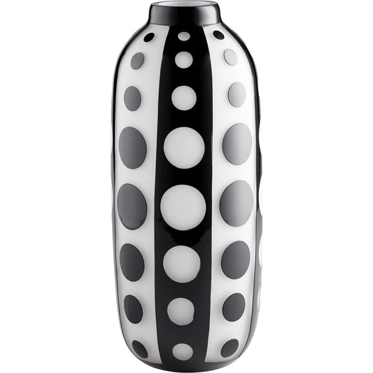 Petroglyph Vase by Cyan Design in black, white. Made from glass in a modern style.
