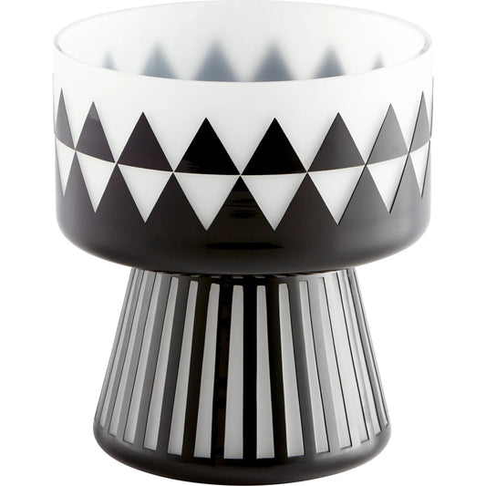 Vector Vase by Cyan Design in black, white. Made from glass in a modern style.