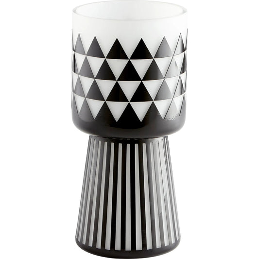 Vector Vase by Cyan Design in black, white. Made from glass in a modern style.