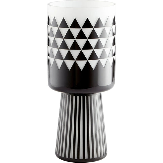 Vector Vase by Cyan Design in black, white. Made from glass in a modern style.
