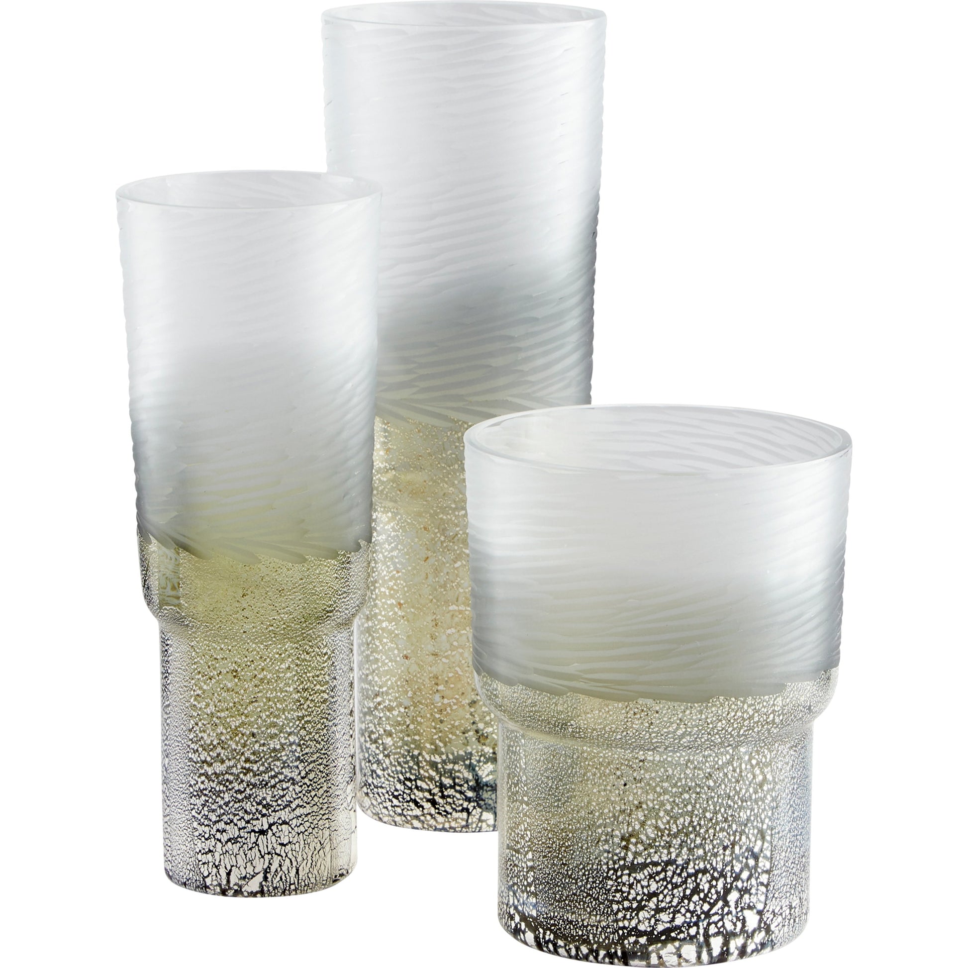 Canyonland Vase by Cyan Design in clear, gilded silver. Made from glass in a eclectic & global style.