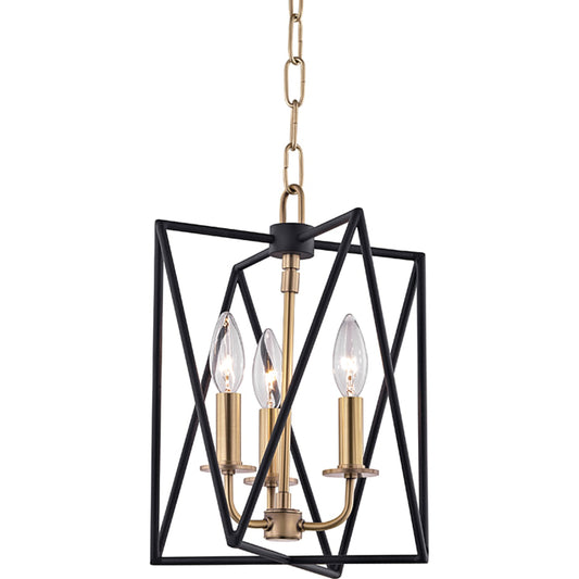 Laszlo Pendant by Hudson Valley in aged brass. Made from steel in a transitional style.