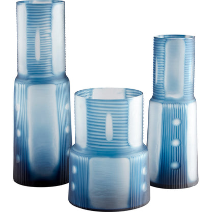 Olmsted Vase by Cyan Design in blue. Made from glass in a coastal style.