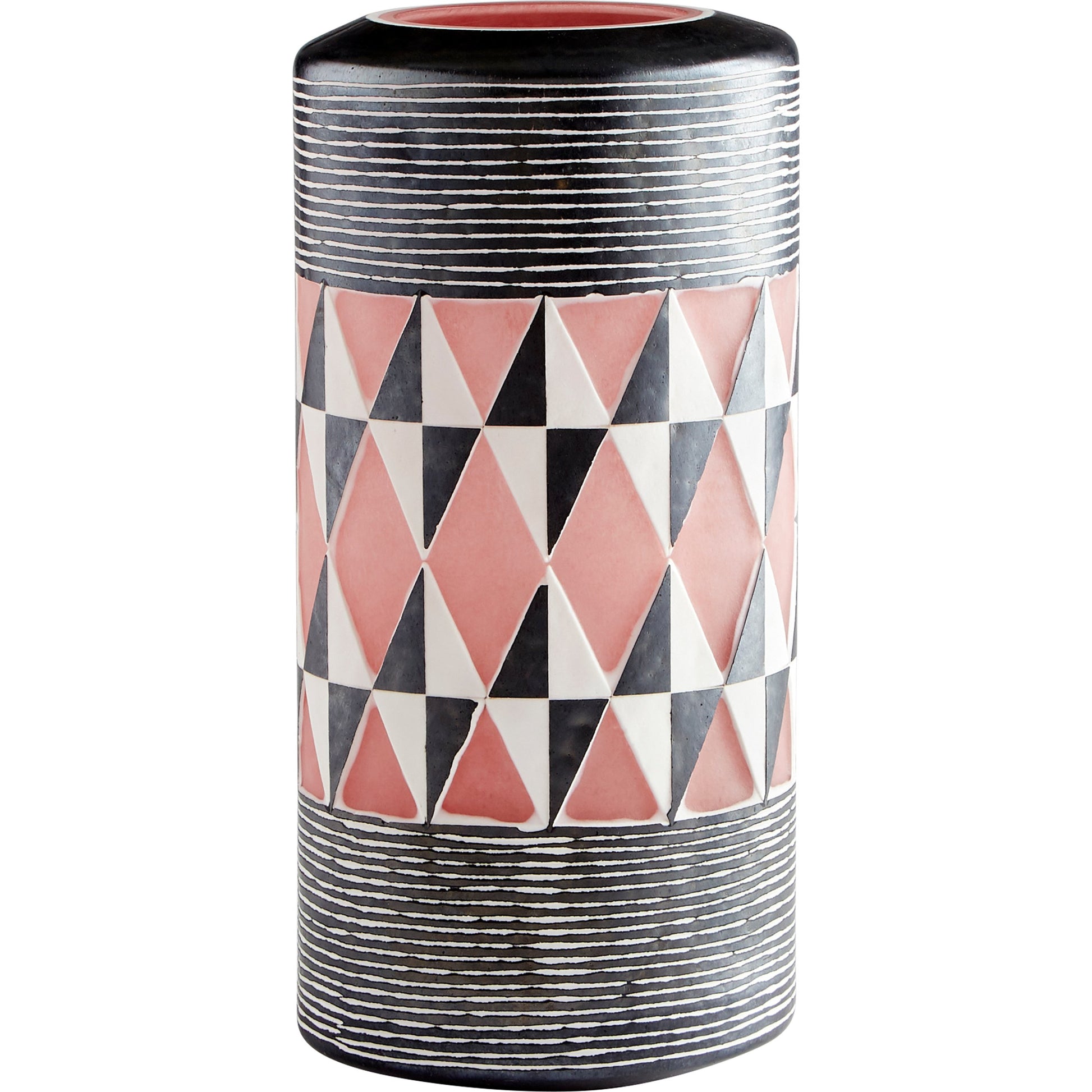 Mesa Geometric Vase by Cyan Design in black, white. Made from glass in a eclectic & global style.