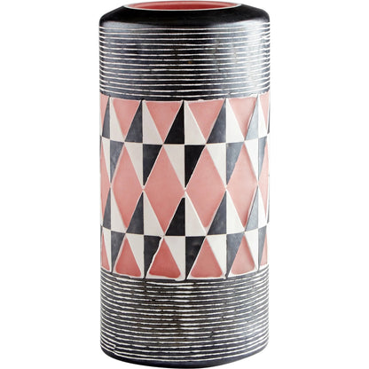 Mesa Geometric Vase by Cyan Design in black, white. Made from glass in a eclectic & global style.
