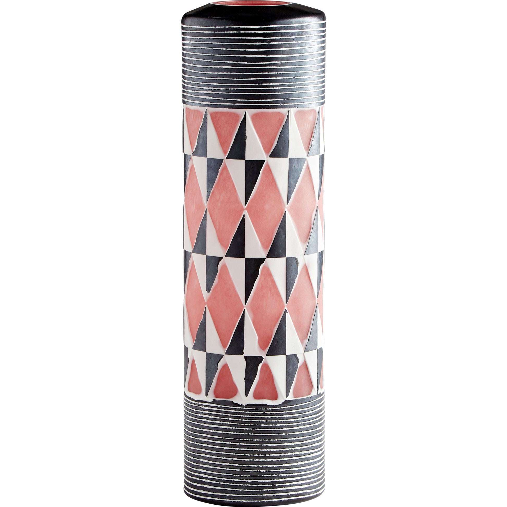 Mesa Geometric Vase by Cyan Design in black, white. Made from glass in a eclectic & global style.