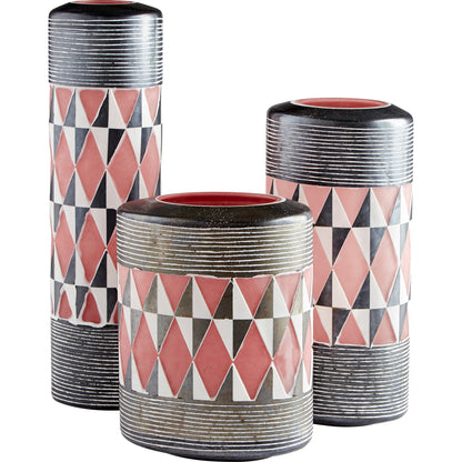 Mesa Geometric Vase by Cyan Design in black, white. Made from glass in a eclectic & global style.