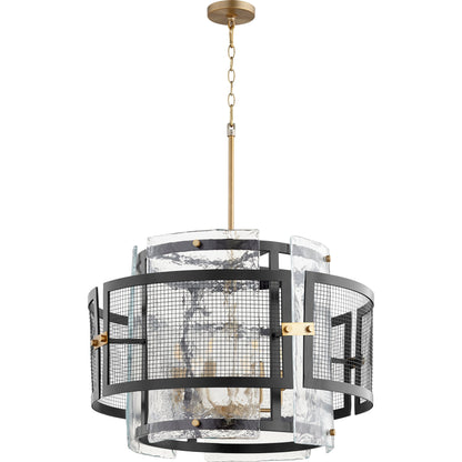 Panorama Chandelier by Cyan Design in noir, aged brass. Made from iron, glass in a modern style.