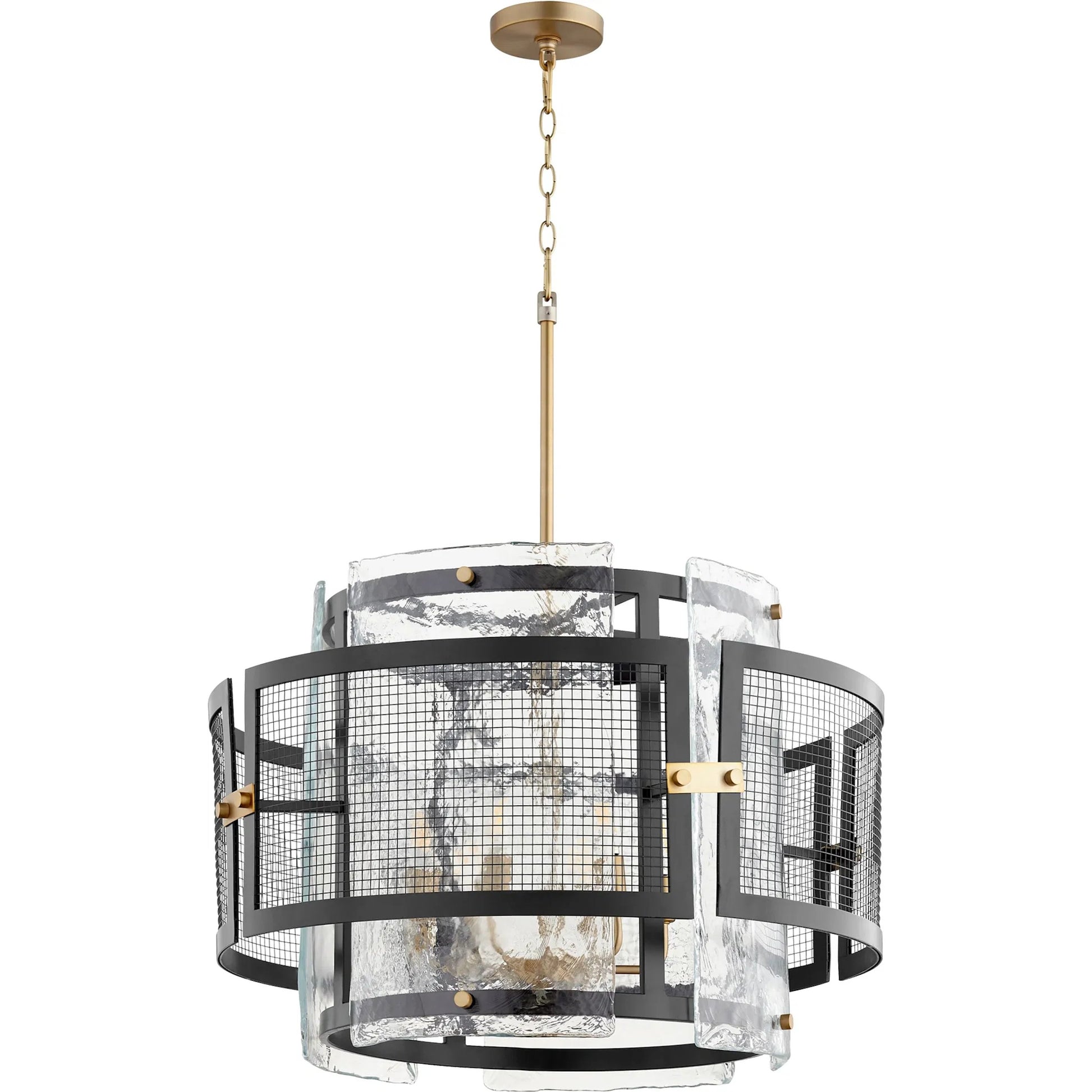 Panorama Chandelier by Cyan Design in noir, aged brass. Made from iron, glass in a modern style.