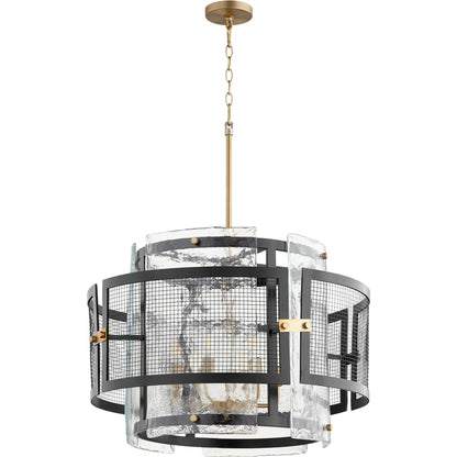 Panorama Chandelier by Cyan Design in noir, aged brass. Made from iron, glass in a modern style.