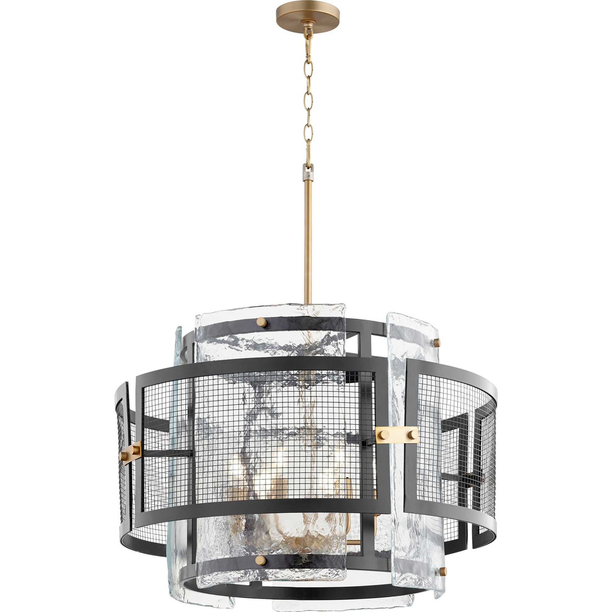 Panorama Chandelier by Cyan Design in noir, aged brass. Made from iron, glass in a modern style.
