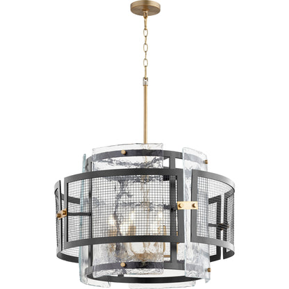 Panorama Chandelier by Cyan Design in noir, aged brass. Made from iron, glass in a modern style.