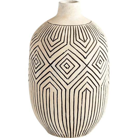 Light Labyrinth Vase by Cyan Design in white. Made from ceramic in a modern style.