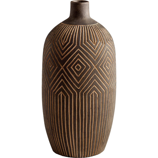 Dark Labyrinth Vase by Cyan Design in grey. Made from ceramic in a modern style.