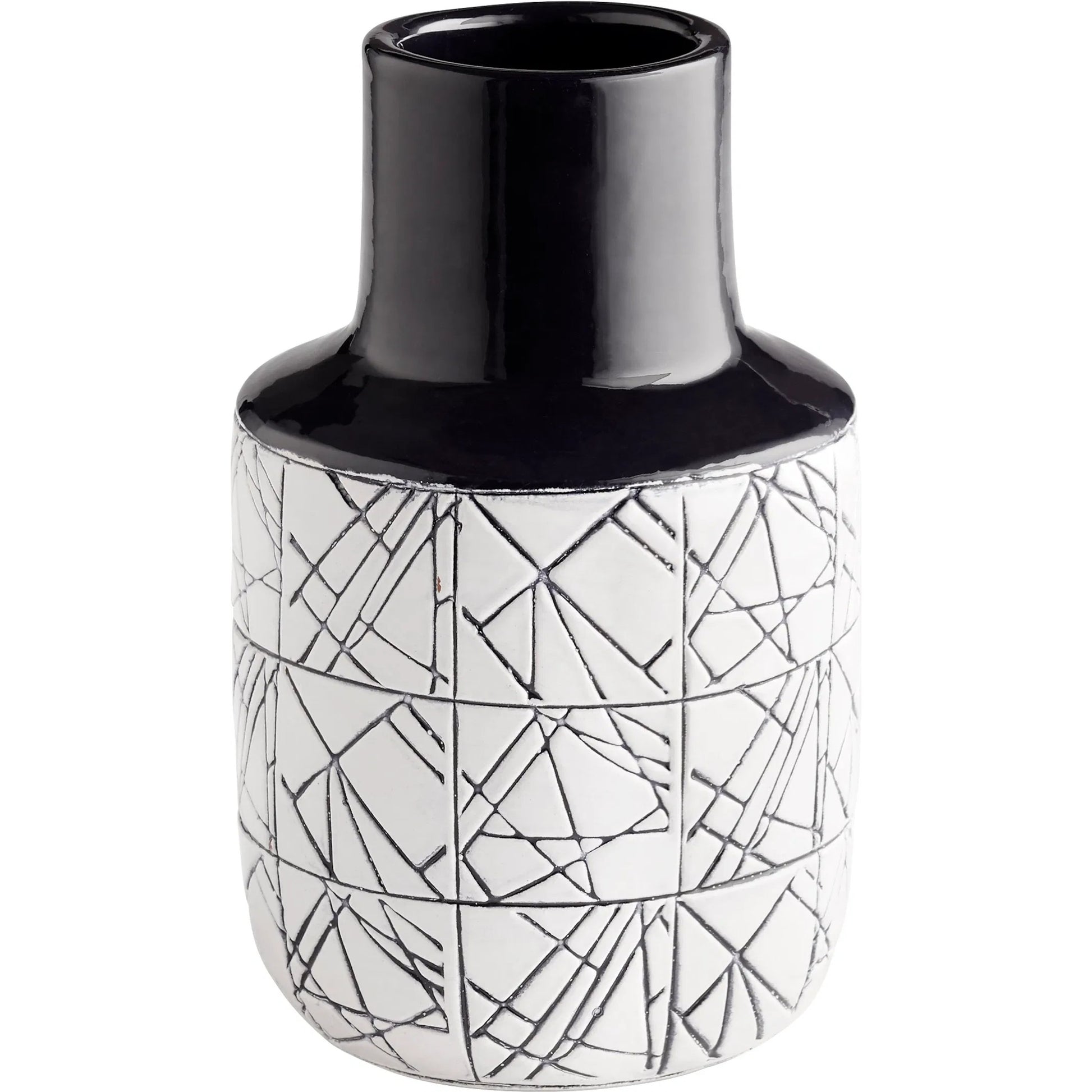 Dark Zenith Vase by Cyan Design in blue, white. Made from ceramic in a modern style.
