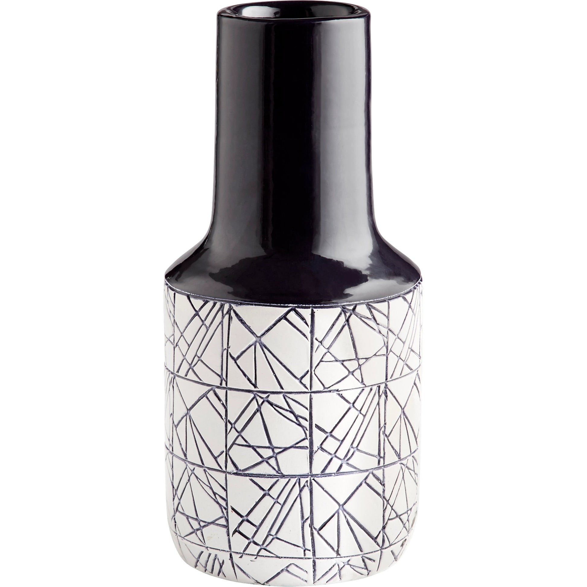 Dark Zenith Vase by Cyan Design in blue, white. Made from ceramic in a modern style.