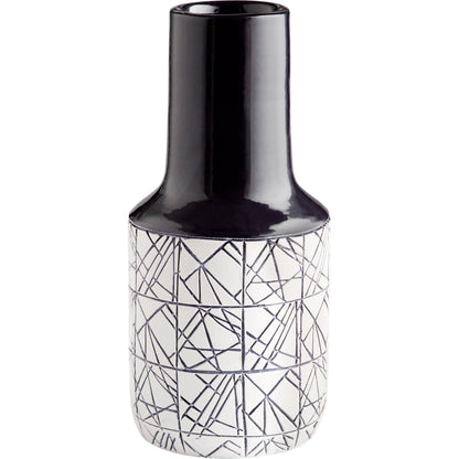 Dark Zenith Vase by Cyan Design in blue, white. Made from ceramic in a modern style.