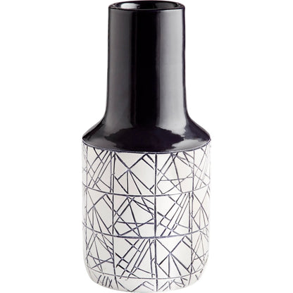 Dark Zenith Vase by Cyan Design in blue, white. Made from ceramic in a modern style.