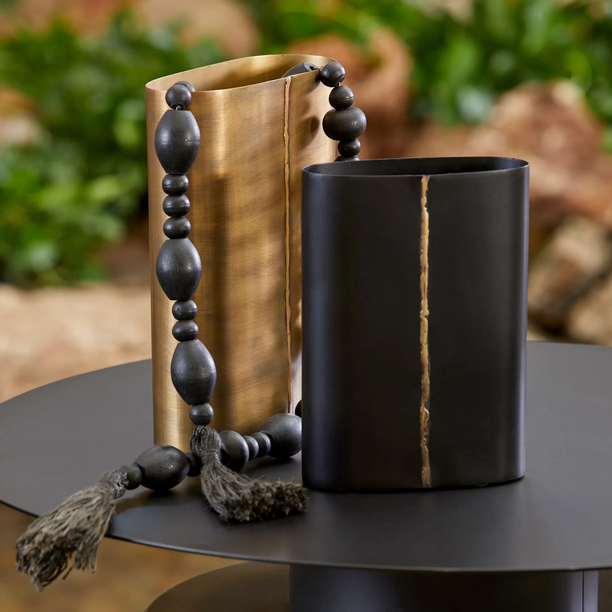 Blizzard Stone Beads by Cyan Design in black. Made from wood in a modern style.