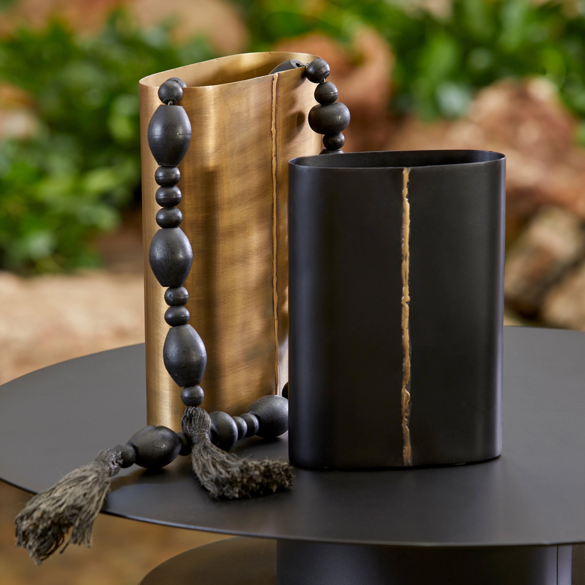 Blizzard Stone Beads by Cyan Design in black. Made from wood in a modern style.