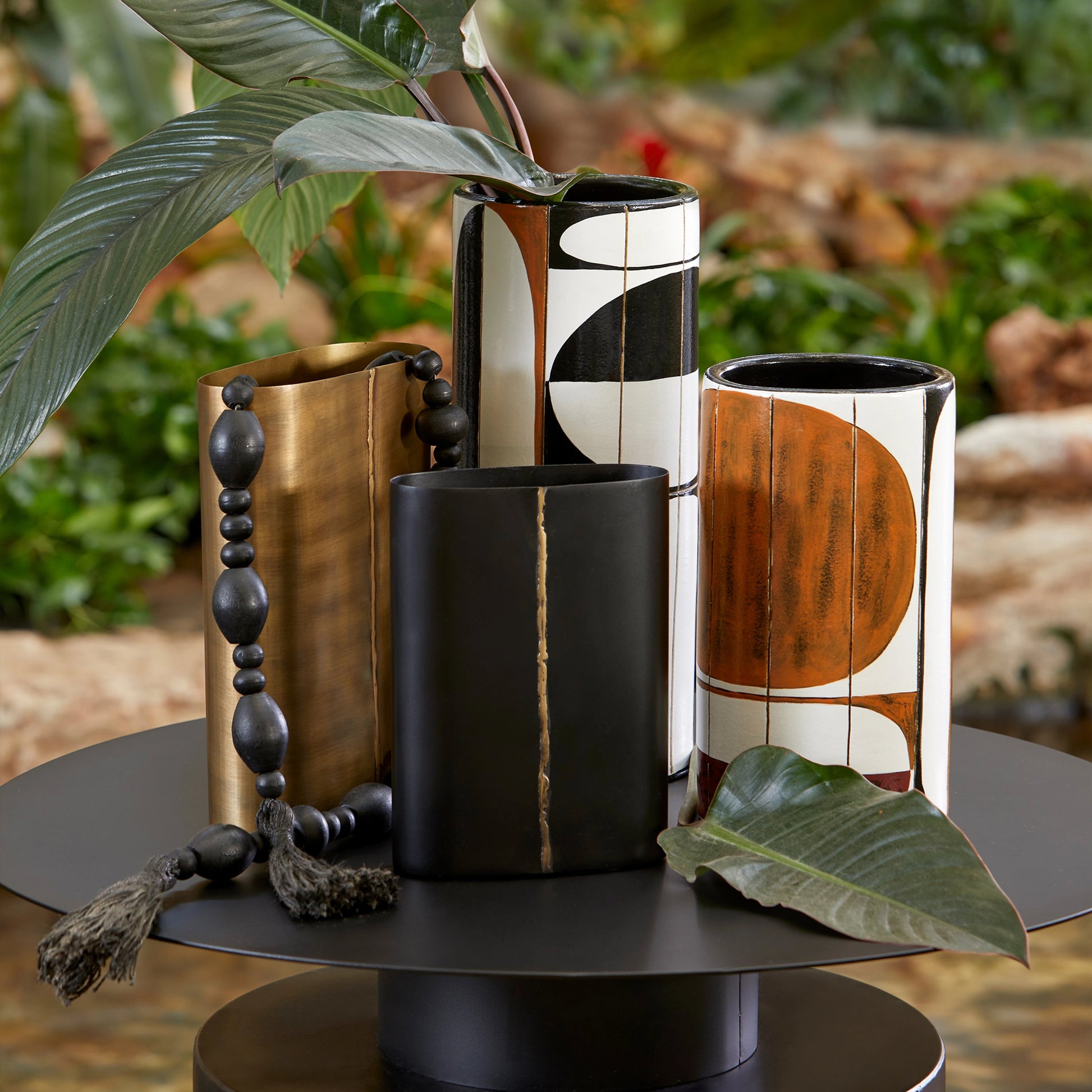 Blizzard Stone Beads by Cyan Design in black. Made from wood in a modern style.