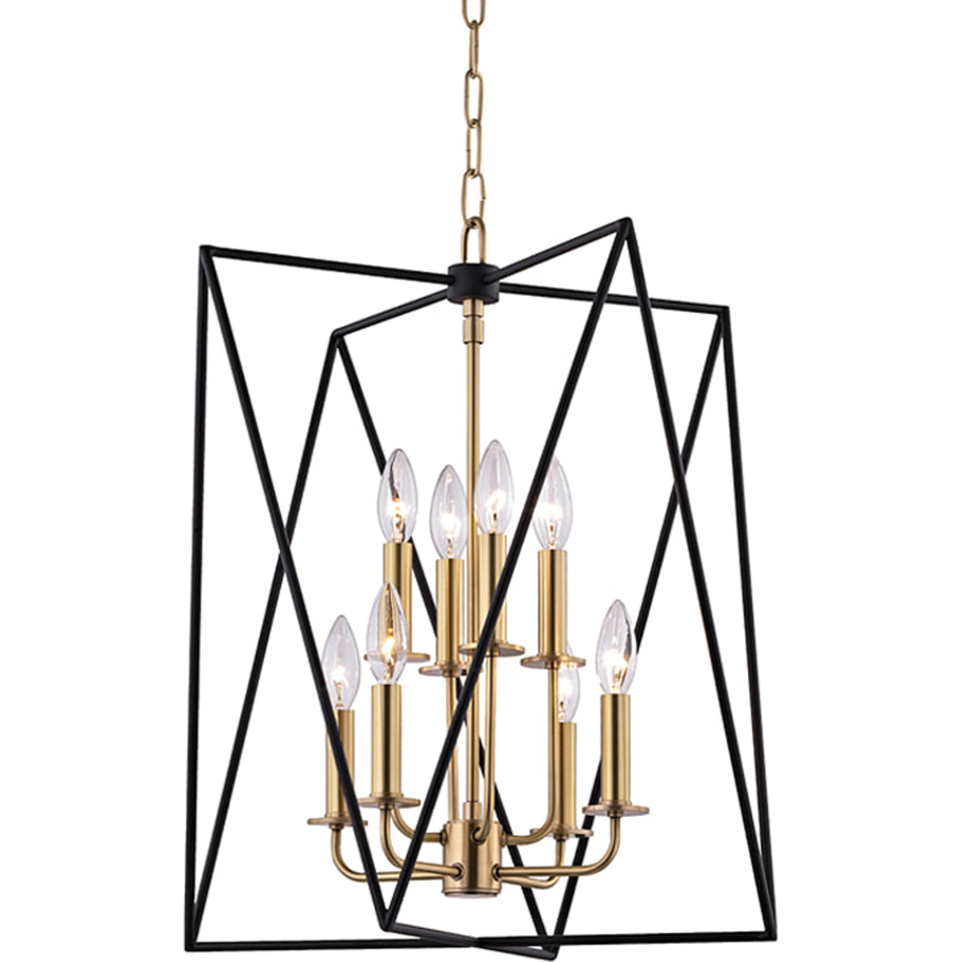 Laszlo Pendant by Hudson Valley in aged brass. Made from steel in a transitional style.