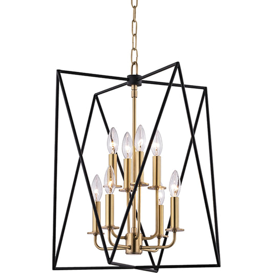 Laszlo Pendant by Hudson Valley in aged brass. Made from steel in a transitional style.
