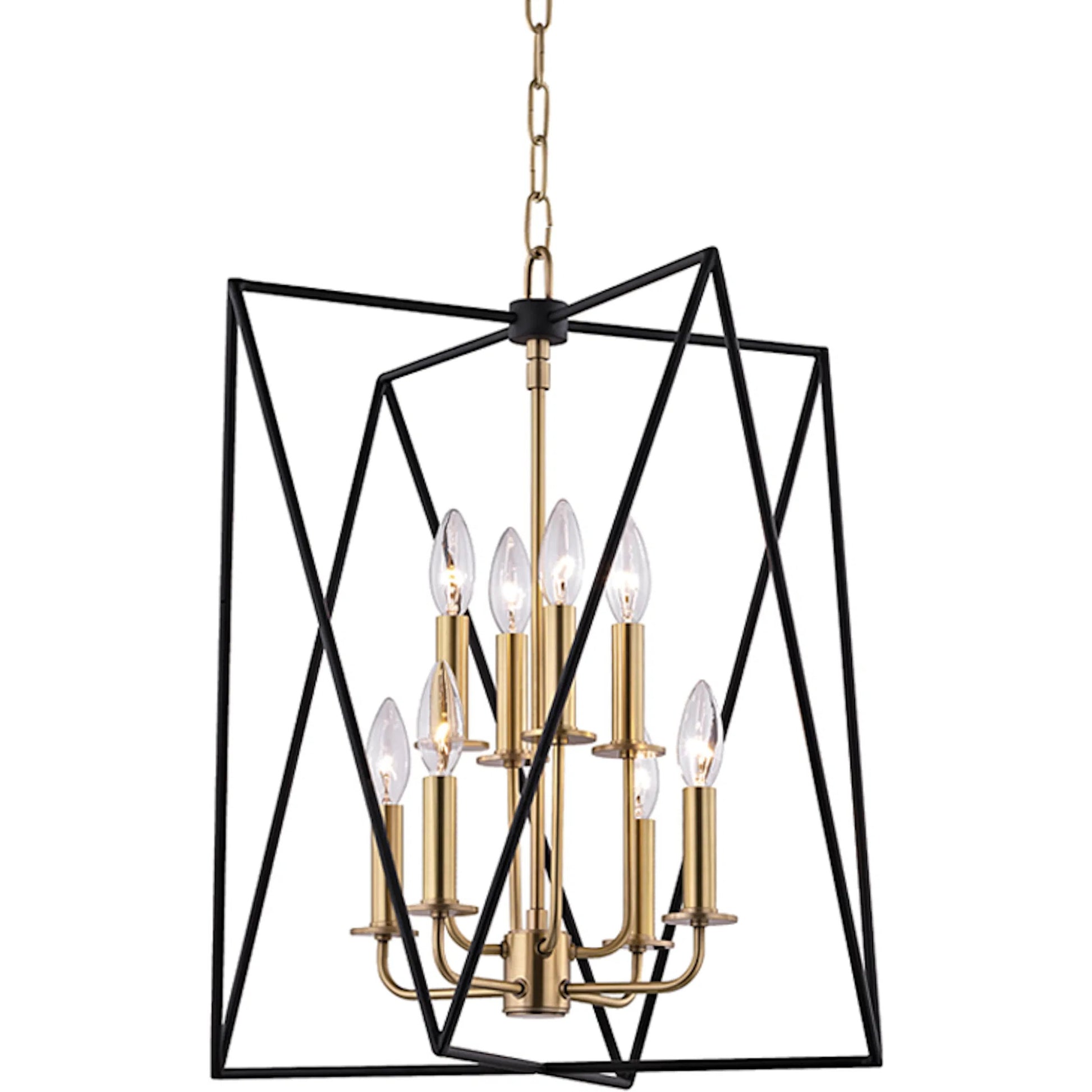 Laszlo Pendant by Hudson Valley in aged brass. Made from steel in a transitional style.