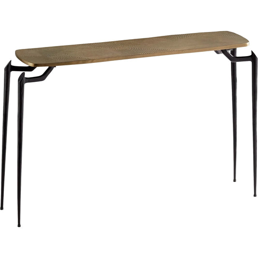 Tarsal Table by Cyan Design in gold, black. Made from aluminum in a modern style.
