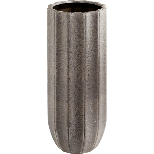 Brutalist Vase by Cyan Design in grey. Made from ceramic in a modern style.