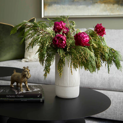 Harmonica Vase by Cyan Design in white. Made from ceramic in a modern style.