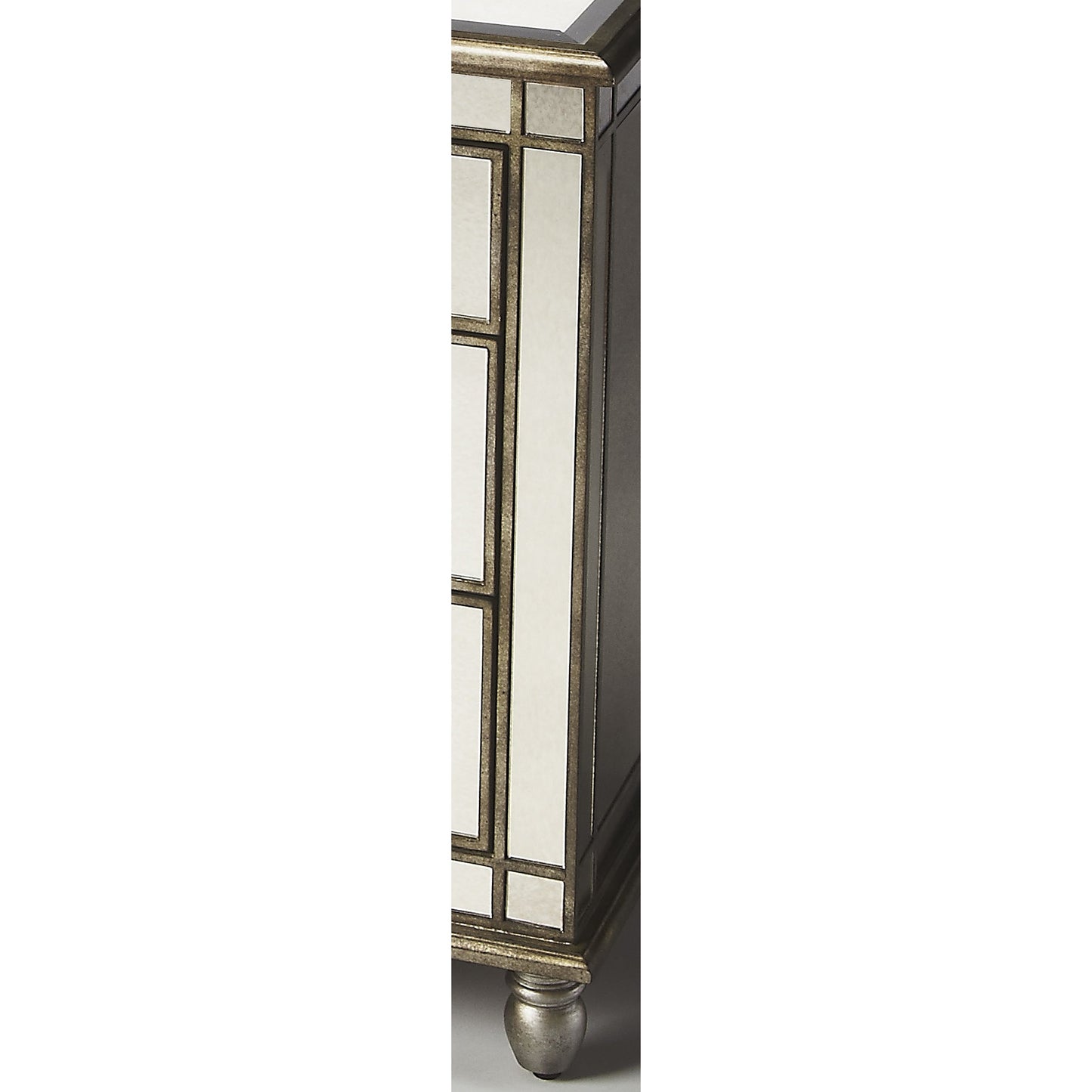 002 O-BUTLER-1122146 | Additional Silo | Laflin Mirrored Console Chest by Butler Specialty Company in silver and mirror. Made from poplar solids, mdf, mirrored glass in a transitional style.
