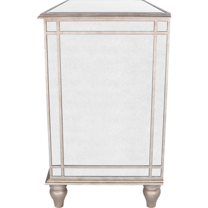 Laflin Mirrored Console Chest by Butler Specialty Company in silver and mirror. Made from poplar solids, mdf, mirrored glass in a transitional style.
