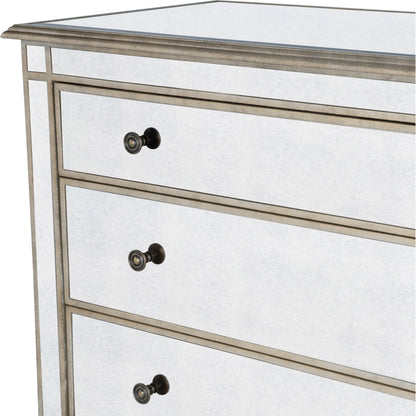 Laflin Mirrored Console Chest by Butler Specialty Company in silver and mirror. Made from poplar solids, mdf, mirrored glass in a transitional style.
