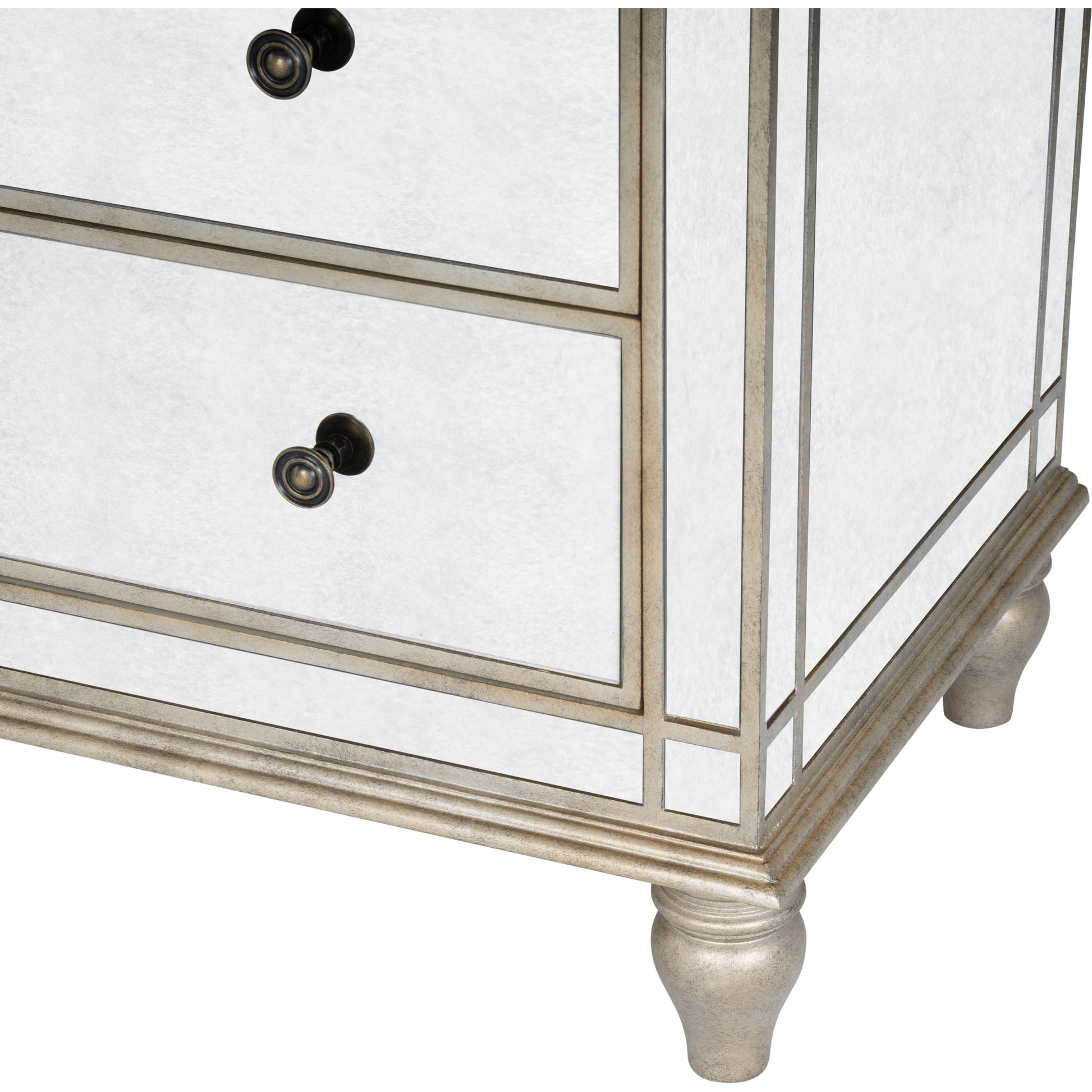 Laflin Mirrored Console Chest by Butler Specialty Company in silver and mirror. Made from poplar solids, mdf, mirrored glass in a transitional style.
