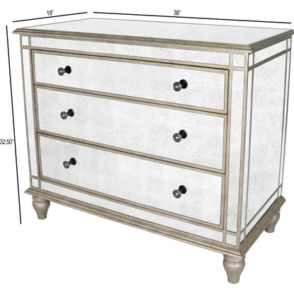 Laflin Mirrored Console Chest by Butler Specialty Company in silver and mirror. Made from poplar solids, mdf, mirrored glass in a transitional style.