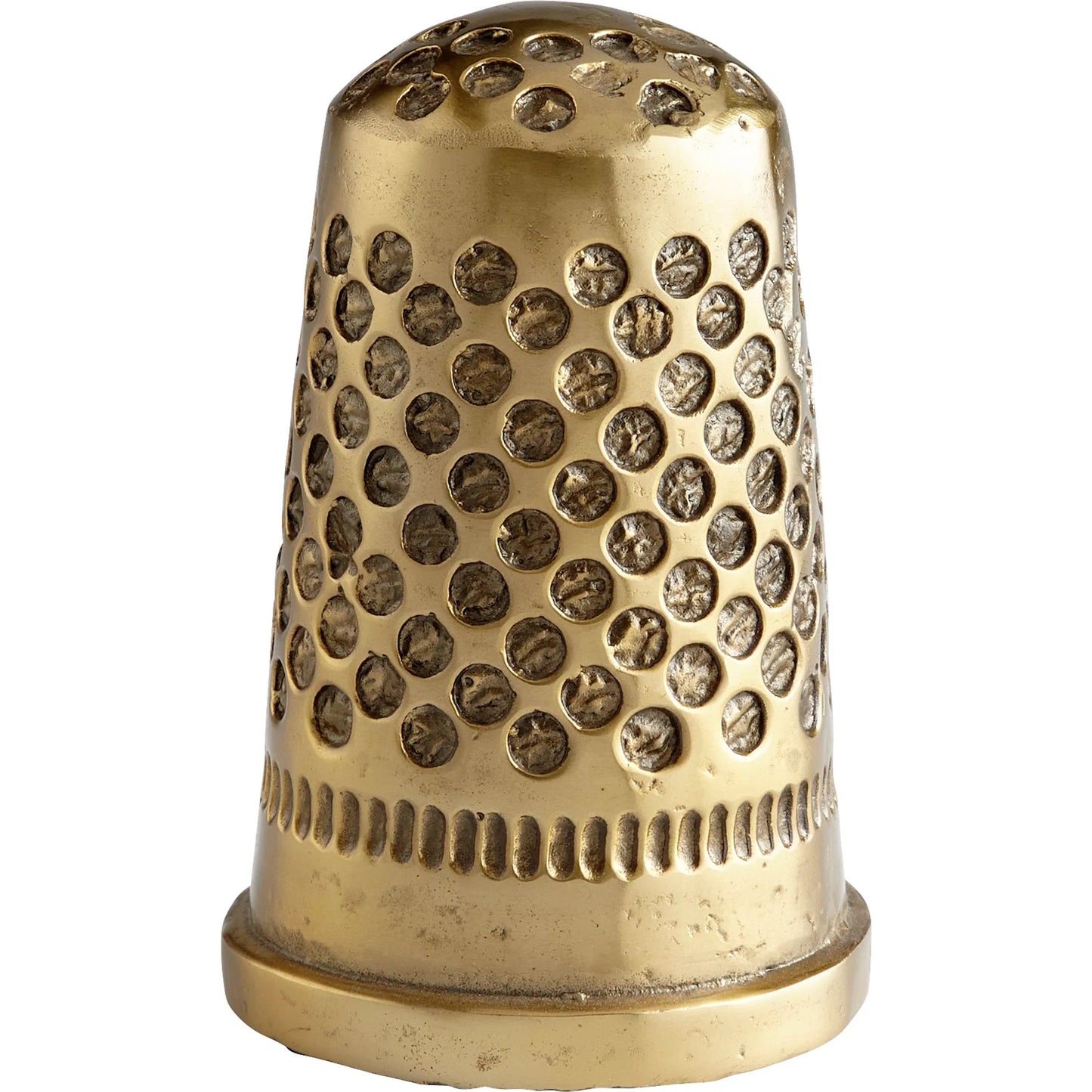 001 SI-1987366 | Primary Silo | Sewing Thimble Token by Cyan Design in aged brass. Made from iron in a modern style.