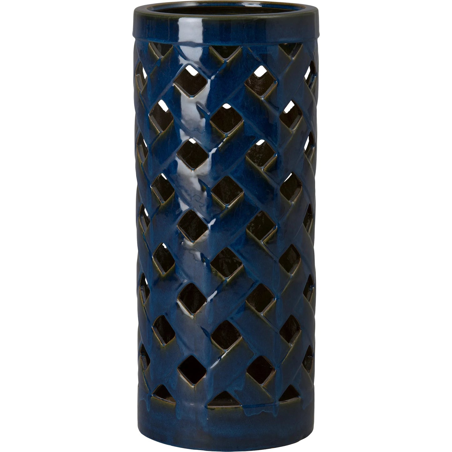 000 SI-2630366 | Primary Silo | Criss Cross Umbrella by Emissary in blue and glossy glaze. Made from ceramic in a unique style.