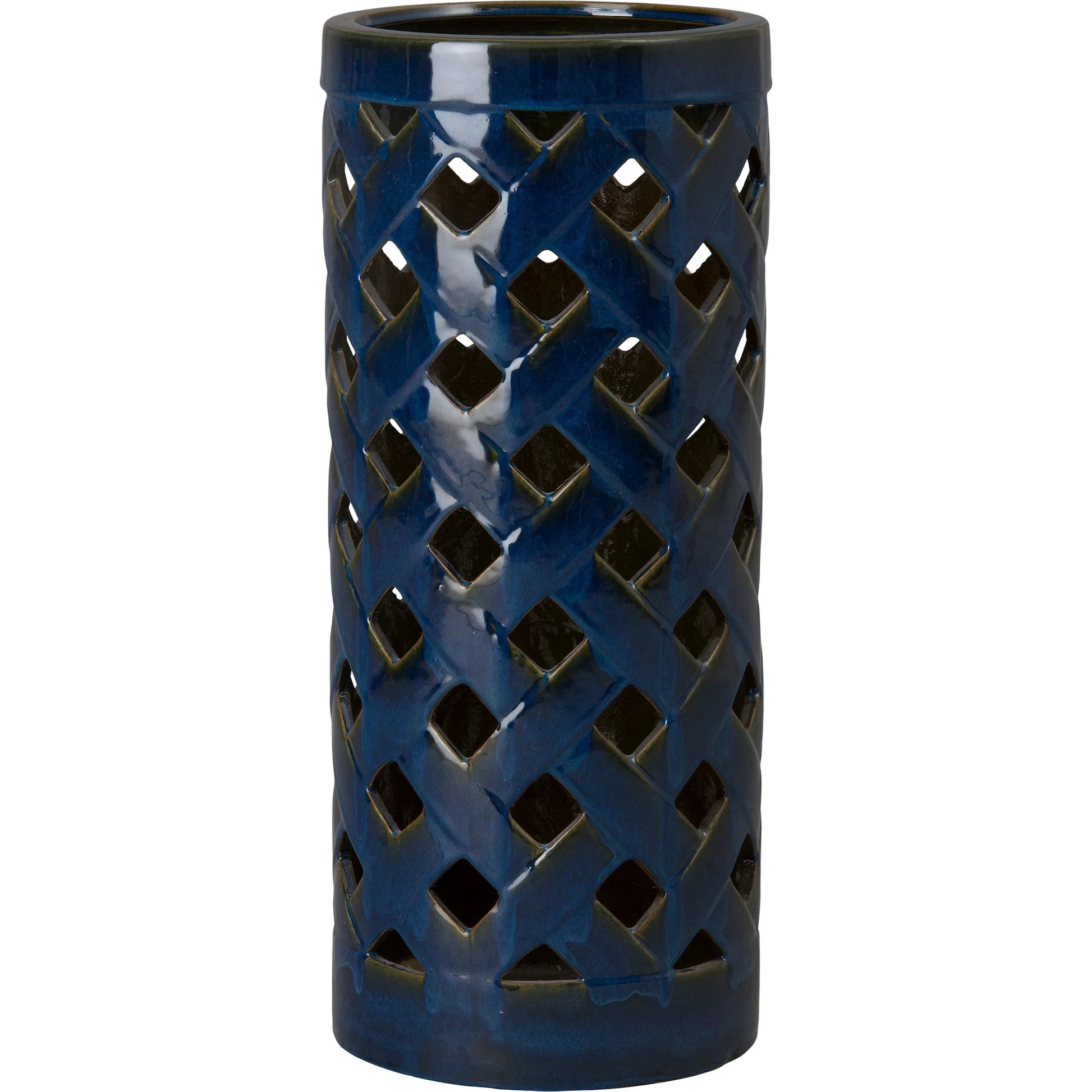 Criss Cross Umbrella by Emissary in blue and glossy glaze. Made from ceramic in a unique style.