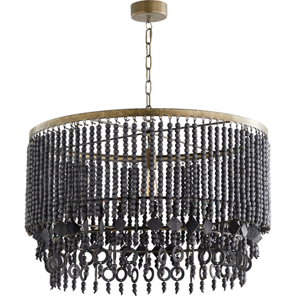 Estrella III Round Pendant by Cyan Design in tinted raw iron. Made from iron, jute, wood in a modern style.