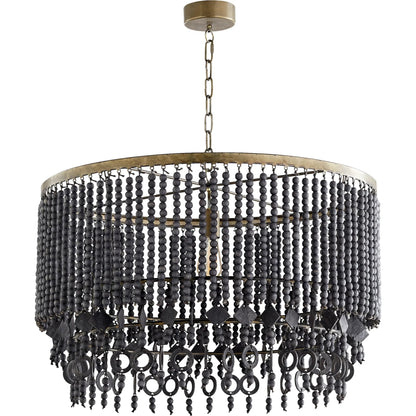 Estrella III Round Pendant by Cyan Design in tinted raw iron. Made from iron, jute, wood in a modern style.
