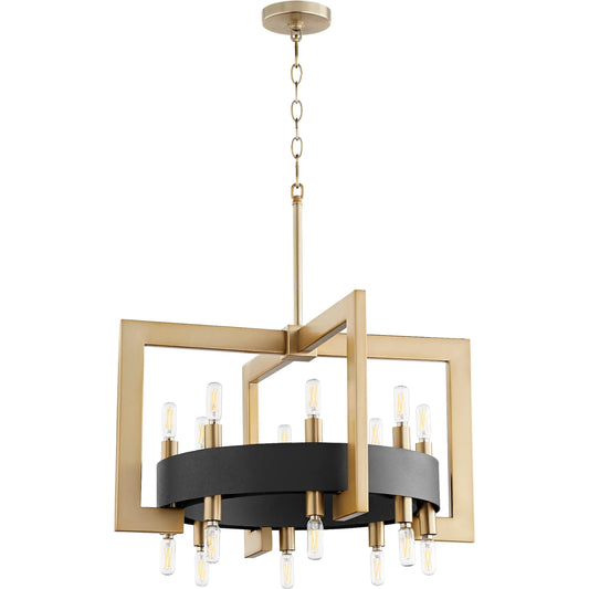 Archibald Chandelier by Cyan Design in noir, aged brass. Made from iron in a modern style.
